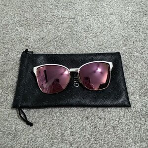 GUESS Rose Gold Frame Sunglasses with Pink Mirrored Lenses